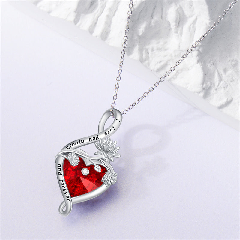 Sterling Silve 12Month  Birthstone Birth Flower Necklace  Pendant Necklace