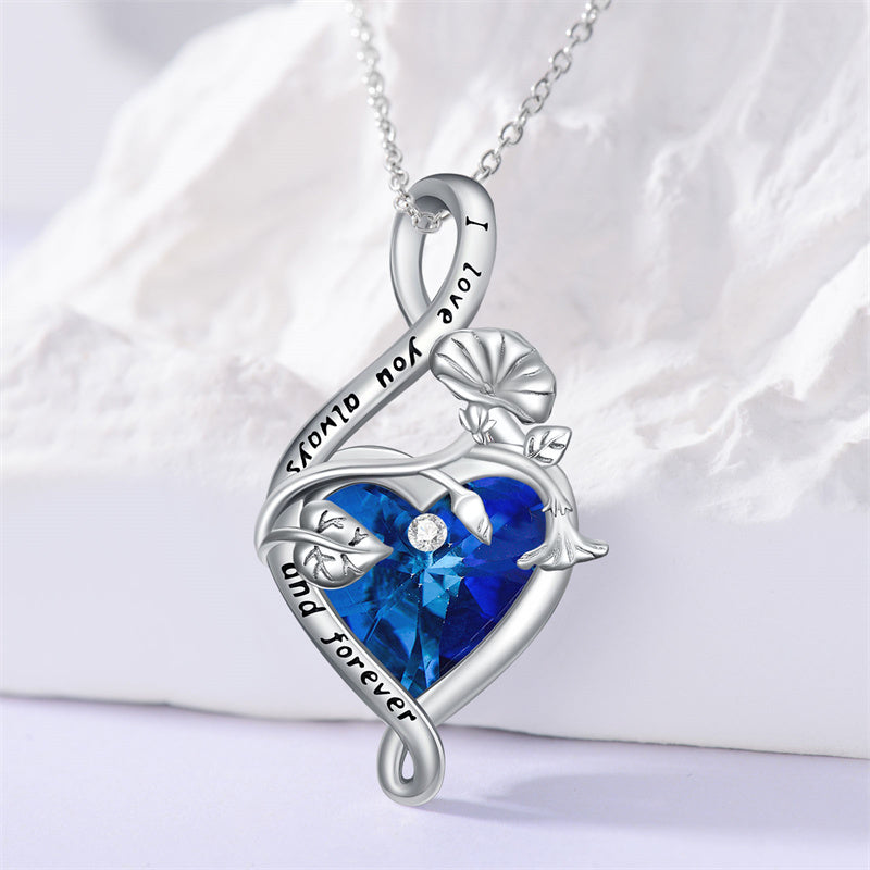 Sterling Silve 12Month  Birthstone Birth Flower Necklace  Pendant Necklace