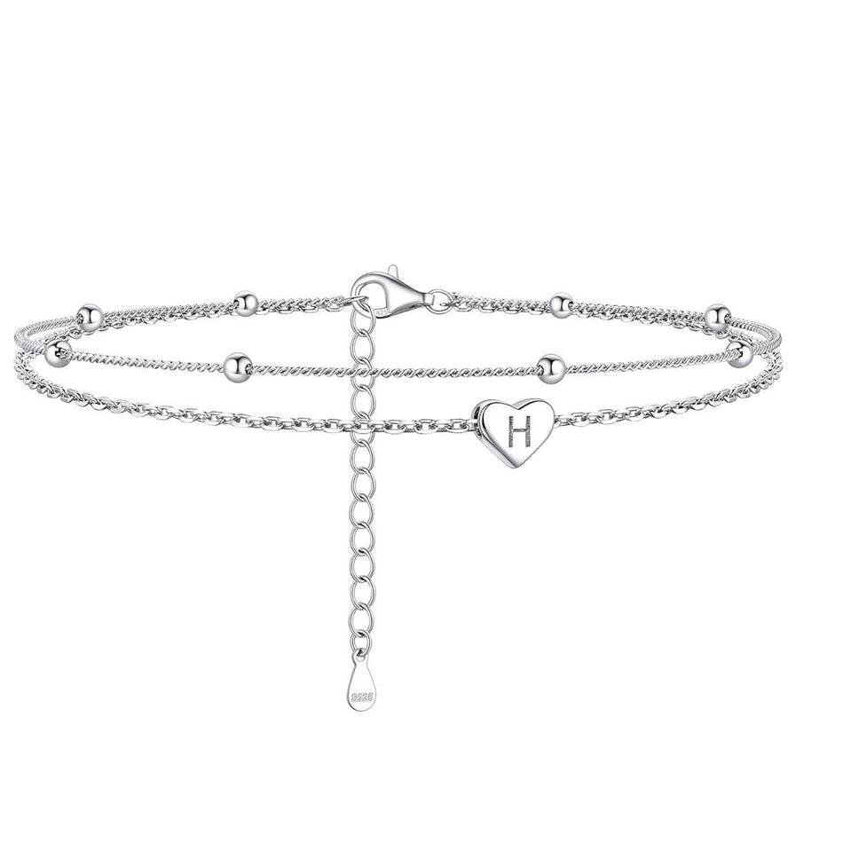 Sterling Silver 26 initials Single Layer Charm Anklet