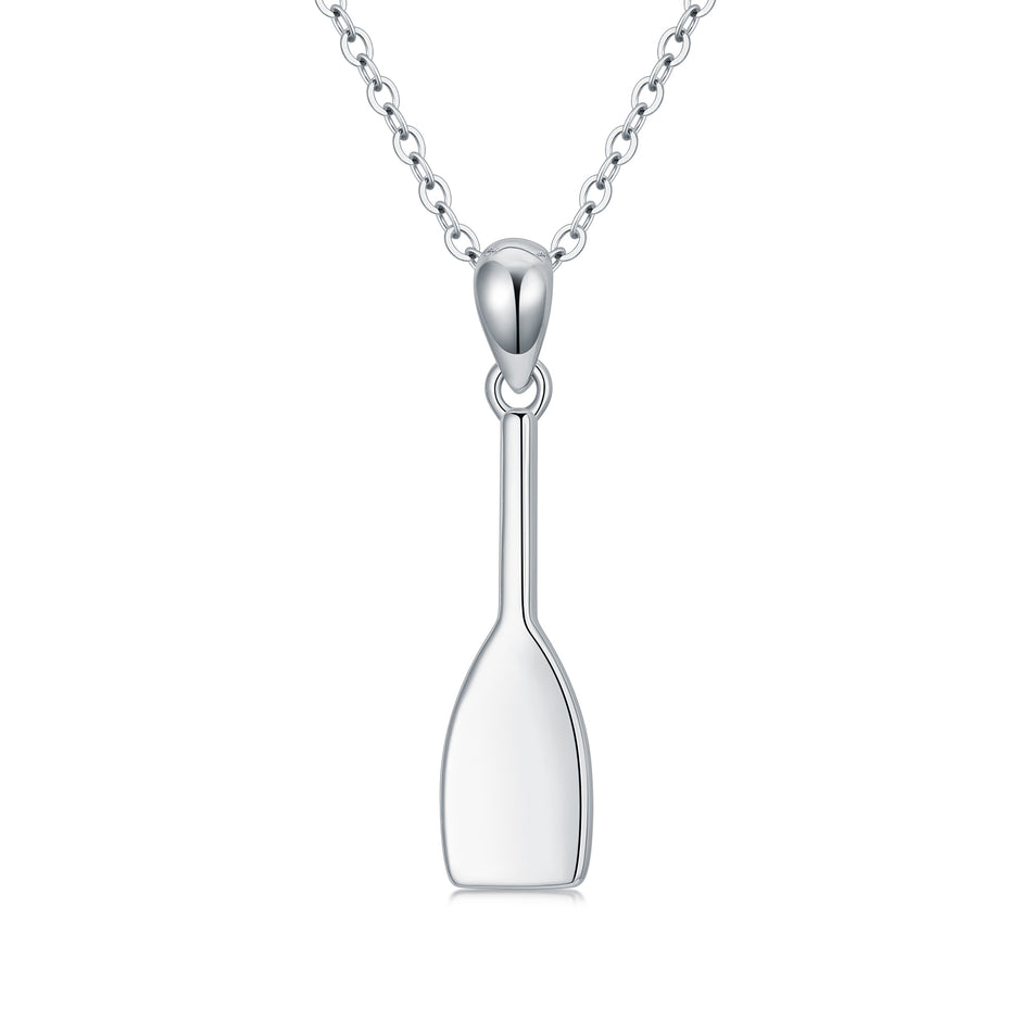 Sterling Silver Personalized Engraved Rowing Oar Crew Pendant Necklace