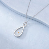 Sterling Silver Tear Mustard Seed Dangle Pendant Necklace