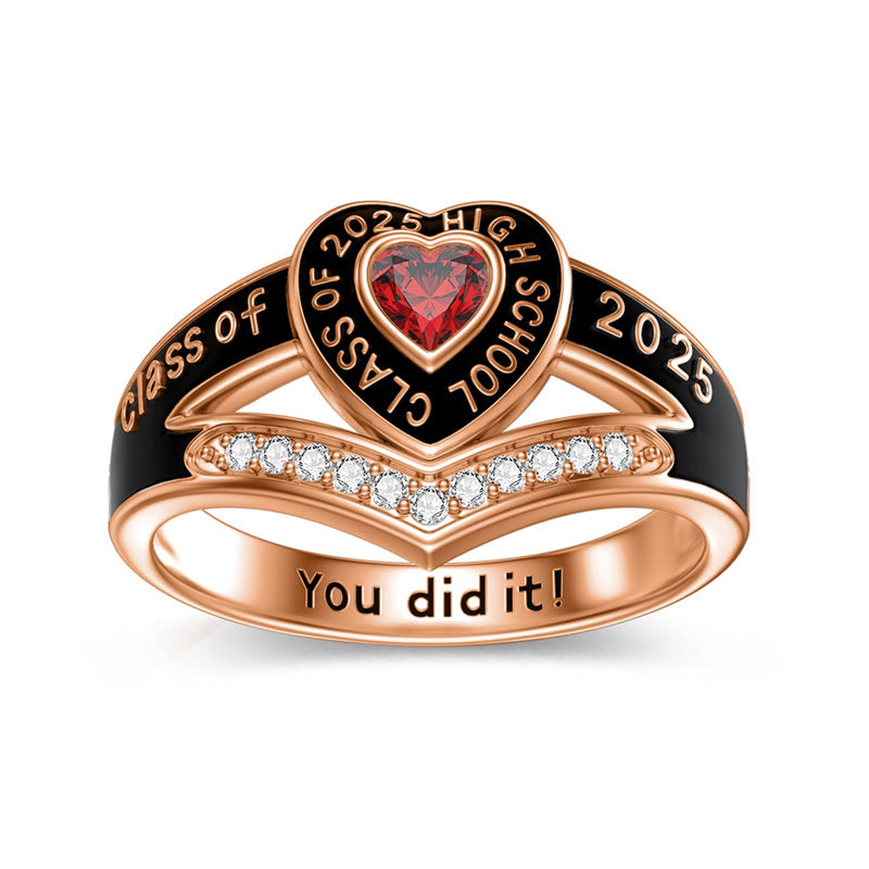 Sterling Silver 10K Gold 14K Gold 18K Gold Fully Personalized Birthstone Engraved Class Ring Graduation Ring