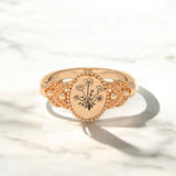 Sterling Silver Personalized  Birth Flower Ring Bouquet Nature Ring