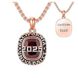 Sterling Silver 2025 Graduation Necklace Customized Text and Birthstone Pendant Necklace
