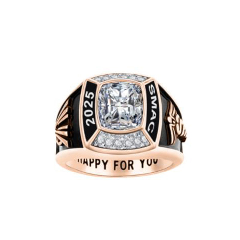 Sterling Silver Personalized  Birthstone Engraved Class Ring Graduation Jewelry