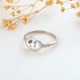 Sterling Silver Personalized Birth Flower Ring Wildflower Nature Ring