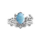 Sterling Silver 10K 14K Gold Leaf Oval Cut Vine Gemstone Set Engagement Wedding Ring