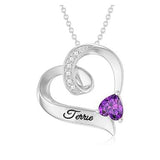 10K 14K 18K Gold Personalized Birthstone Heart Pendant Necklace