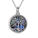 Sterling Silver Tree of Life Urn Necklaces Abalone Opal Shell Cremation Jewelry for Ashes