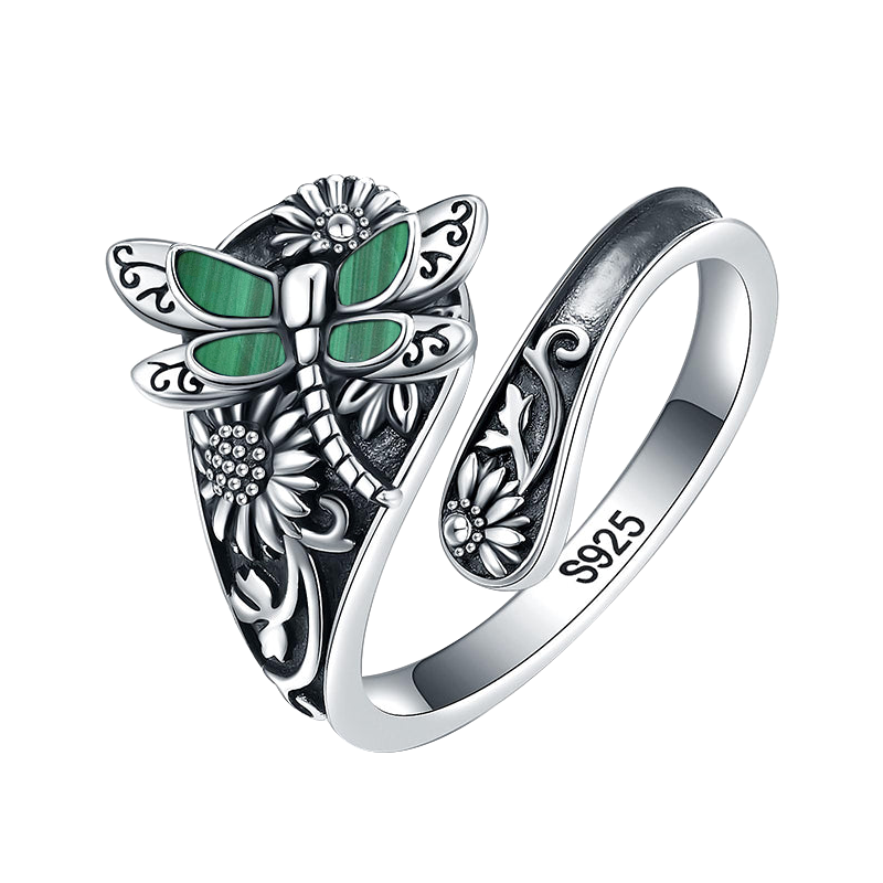 Sterling Silver Oxidized Dragonfly Butterfly Hummingbird Sea Turtle Anchor Cross Tree of Life Sunflower Spoon Ring