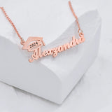 Sterling Silver Personalized Bachelor Cap Name Pendant Necklace