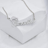 Sterling Silver Personalized Bachelor Cap Name Pendant Necklace
