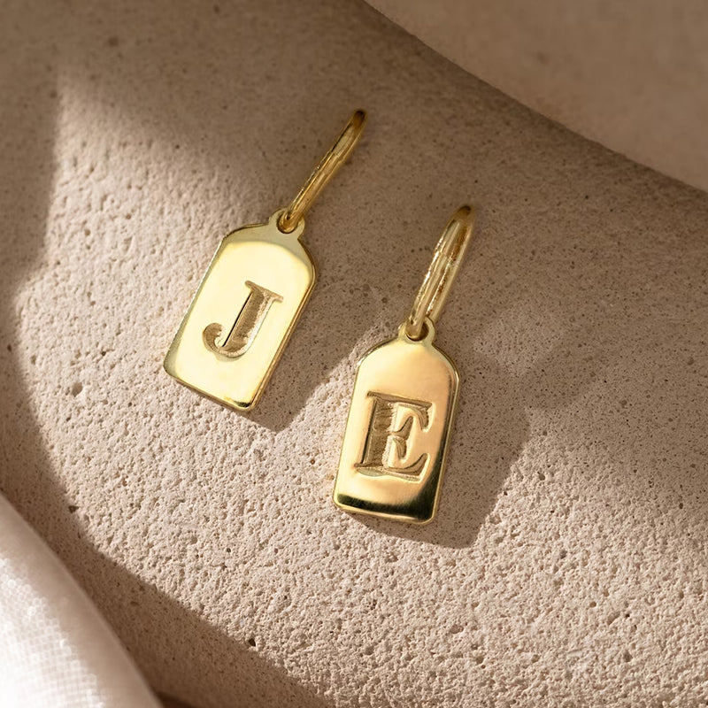 Sterling Silver and 14K Gold Personalized Engraved Initial Charm Pendant Necklace