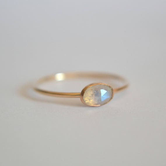 Sterling Silver Oval Moss Agate Ring with Rainbow Moonstone, Turquoise, and Black Onyx