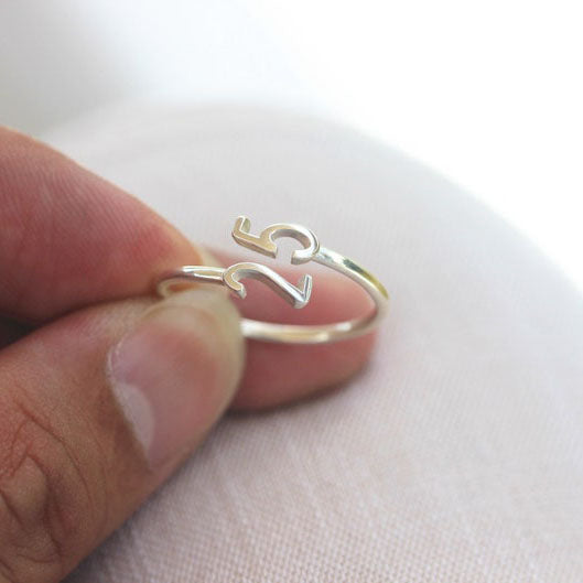 Sterling Silver Personalized Number Ring