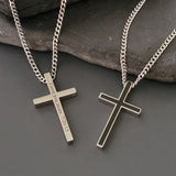 Engraved Cross Necklace Personalized Cross Pendant For Men Father's Day Gift
