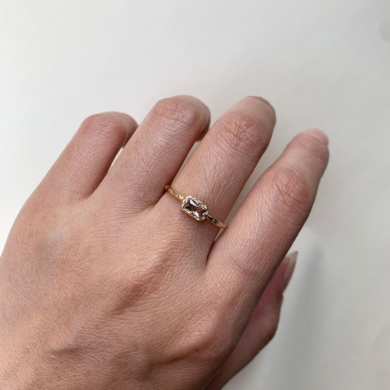 Sterling Silver Natural Moss Agate  Ring with Opal, Blue Topaz, Baguette, and Cubic Zirconia