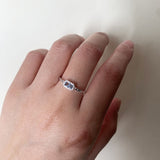 Sterling Silver Natural Moss Agate  Ring with Opal, Blue Topaz, Baguette, and Cubic Zirconia