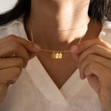 Sterling Silver and 14K Gold Personalized Engraved Initial Charm Pendant Necklace