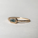 Sterling Silver Natural Moss Agate  Ring with Opal, Blue Topaz, Baguette, and Cubic Zirconia