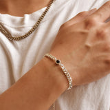 Sterling Silver Personalized Photo Projection with Curb Chain Bracelet