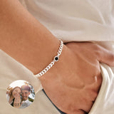 Sterling Silver Personalized Photo Projection with Curb Chain Bracelet