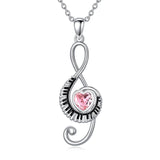 Sterling Silver Birthstone  Music Piano  Pendant Necklace