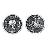Sterling Silver Memento Mori Stud Earrings for Men