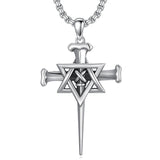 Sterling Silver Nial Cross David Pendant Necklace