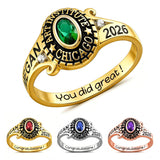 Sterling Silver Personalized Engraved Class Ring Graduation Ring
