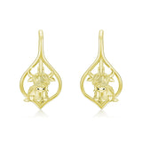 10K 14K 18K Solid Gold Highland Cow Leverback Earrings