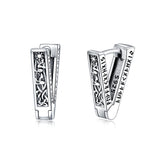 Sterling Silver Cross Sun Viking Wave Hoop Earrings for Men