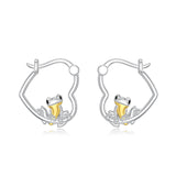 Sterling Silver Fox Frog Leopard Peacock Puppy Animal Hug Hoop Earrings