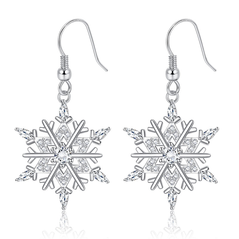 Sterling Silver Snowflake Dangle Earrings