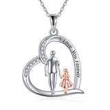 Sterling Silver Father Daughter Heart Pendant Necklace from Dad Gift for Daughter