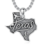 Sterling Silver Texas State Map Flag Pendant Necklace for Men