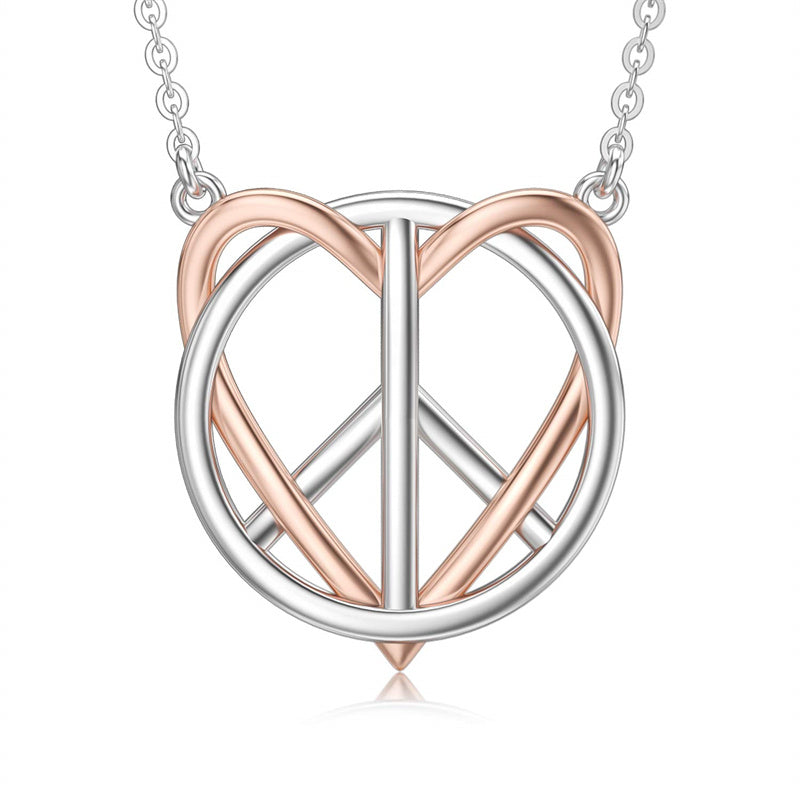 Sterling Silver Peace Sign Pendant Necklace