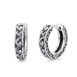 Sterling Silver Cross Sun Viking Wave Hoop Earrings for Men
