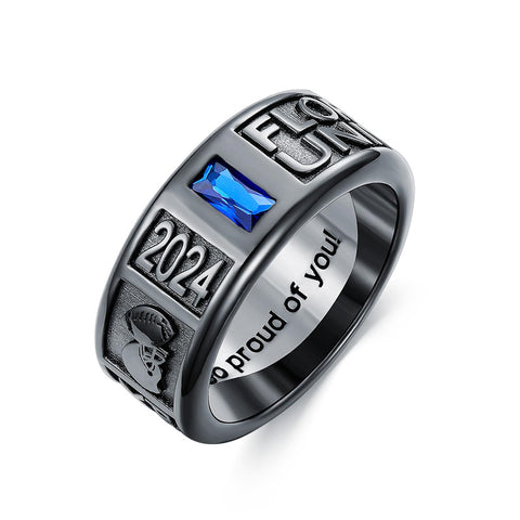 Personalied 2024 Mens Class Ring 925 Sterling Sliver Graduation Ring High School Rings for Men Women Birthstone College Ring