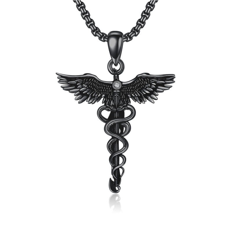Sterling Silver Caduceus Phoenix RN Pendant Necklace RN Nurse Graduation Gift