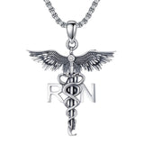 Sterling Silver Caduceus Phoenix RN Pendant Necklace RN Nurse Graduation Gift