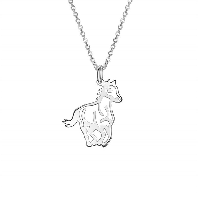 Sterling Silver Horse and Girl Pendant Necklace
