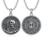Sterling Silver Memento Mori Pendant Necklace for Men