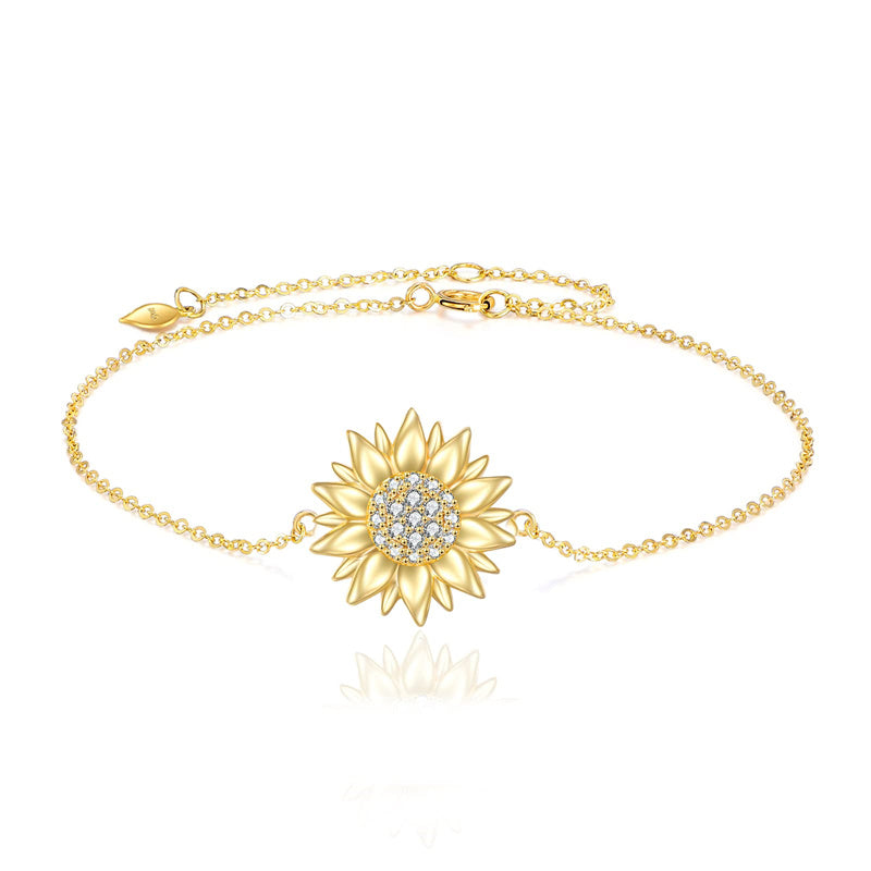 14k Yellow Gold Sunflower Bracelet