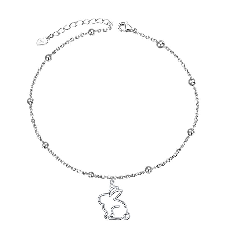 Sterling Silver Cat Birthstone Single Layer Anklet