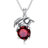 Sterling Silver Birthstone Dragon Pendant Necklace