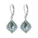 Sterling Silver Teardrop Amethyst Moss Agate White Opal Moonstone Leverback Earrings