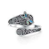 Sterling Silver Oxidized Dragonfly Butterfly Hummingbird Sea Turtle Anchor Cross Tree of Life Sunflower Spoon Ring