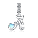 Sterling Silver Moonstone Initial Alphabet Charm Beads