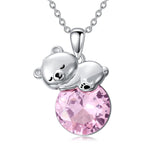 Sterling Silver Cubic Zirconia Teddy Bear Pendant Necklace Christmas Gifts for Women